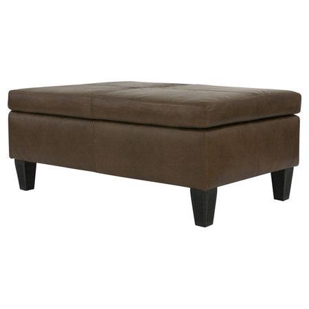 Charles Leather Ottoman In Truffle | Leather Ottoman, Ottoman, Unique Throughout Espresso Leather And Tan Canvas Pouf Ottomans (View 7 of 20)