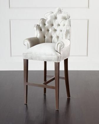Charlotte Grey Bar Stool Intended For Ivory Button Tufted Vanity Stools (View 2 of 20)