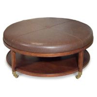 Chase Cocktail Ottoman – Round – Luxe Home Company With Gray And Brown Stripes Cylinder Pouf Ottomans (View 10 of 20)