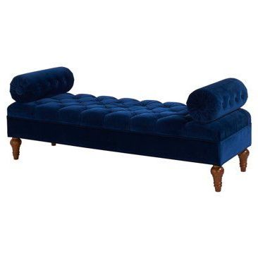 Check Out This Item At One Kings Lane! Taylor 60" Bolster Bench, Navy Within Navy Velvet Fabric Benches (View 3 of 20)