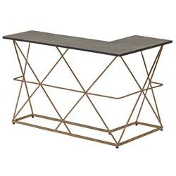 Cheney Black Metal Gold Right Arm Wrap Sofa Table | Kathy Kuo Home Inside Black Metal Console Tables (View 18 of 20)