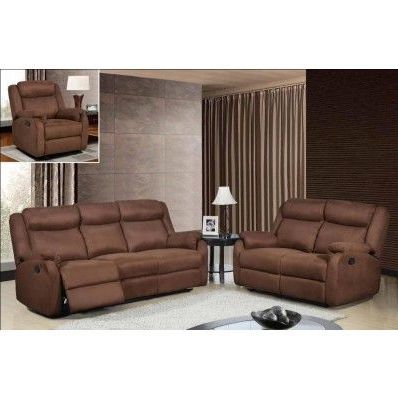 Chocolate Microfiber Recliner Set Sofa And Loveseat U8303 Global Inside Cocoa Console Tables (View 4 of 20)
