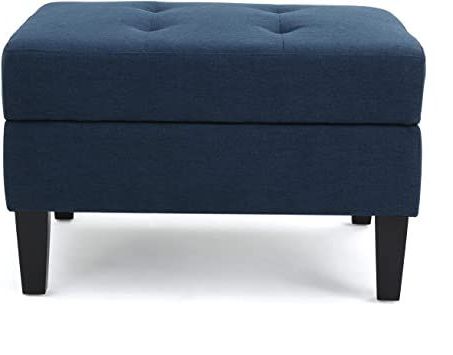 Christopher Knight Home Zahra Fabric Storage Ottoman, Dark Blue Intended For Dark Blue And Navy Cotton Pouf Ottomans (View 6 of 20)