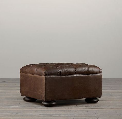 Churchill Leather Ottoman | Leather Ottoman, Leather Chair With Ottoman For White Leather Ottomans (View 6 of 20)