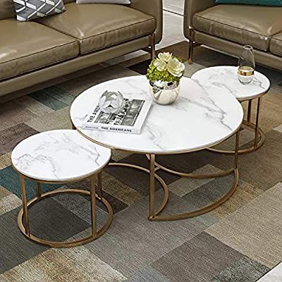 Circle Coffee Table Sets : Qihang Uk Nesting Coffee Tables White Living Within 2 Piece Round Console Tables Set (View 7 of 20)