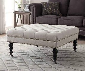 Claire Cream Square French Country Ottoman – Big Lots | Tufted Ottoman Throughout Cream Pouf Ottomans (View 11 of 20)