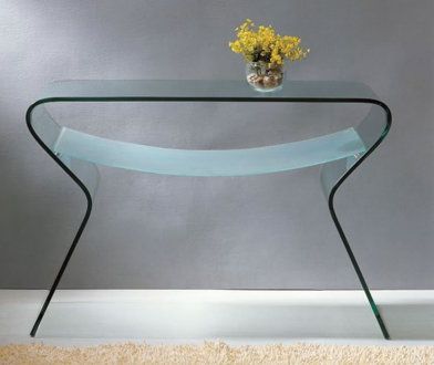 Clear Glass Contemporary Console Table W/frosted Glass Shelf Intended For Clear Glass Top Console Tables (View 15 of 20)