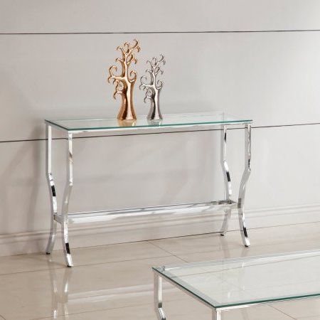 Coaster Company Sofa Table, Chrome And Tempered Glass #coasterfurniture Pertaining To Glass And Chrome Console Tables (View 3 of 20)