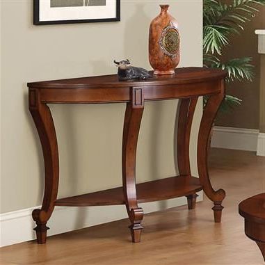 Coaster Furniture Warm Brown Wood Half Round Sofa Table | Coaster Throughout Warm Pecan Console Tables (View 12 of 20)