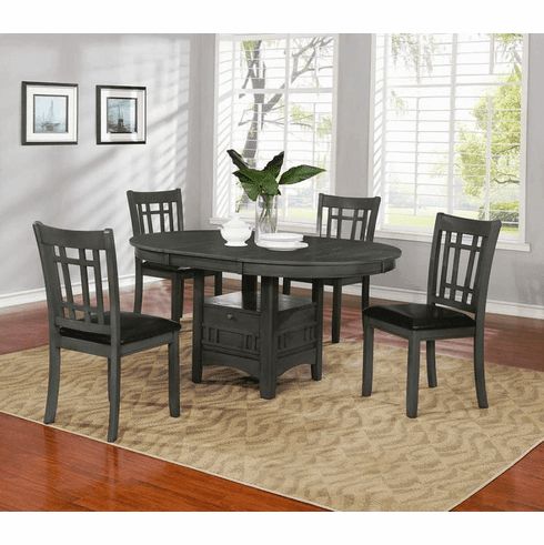 Coaster Lavon Grey 5 Piece Dining Set For Gray And Natural Banana Leaf Accent Stools (View 6 of 20)