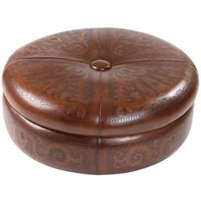 Colonial Super Jumbo Ottoman Finish: Antique Brown – Http://delanico Within Brown And Ivory Leather Hide Round Ottomans (View 18 of 20)