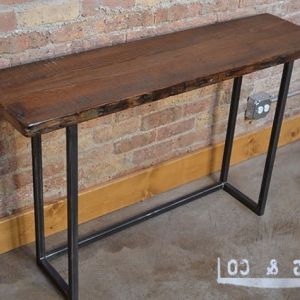 Console Table – 48" Reclaimed Wood & Metal Legs | Aftcra Pertaining To Oval Aged Black Iron Console Tables (View 12 of 20)
