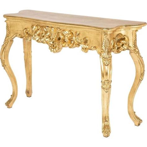 Console Table Furniture Antique Gold Wood Rectangle Queen Anne Legs Regarding Gold Console Tables (Gallery 20 of 20)