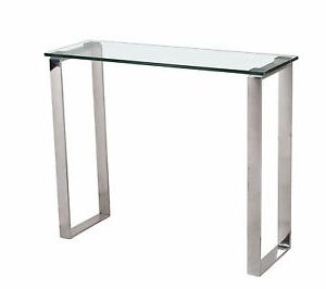 Console Table Hall Table Display Stand Clear Glass Stainless Steel Leg Intended For Rectangular Glass Top Console Tables (Gallery 20 of 20)