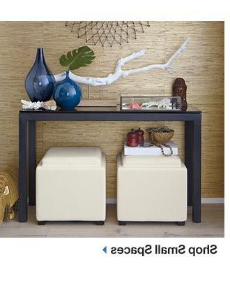 Console Table With 2 Storage Ottomans Underneath | Console Table, Decor In Tufted Ottoman Console Tables (View 17 of 20)