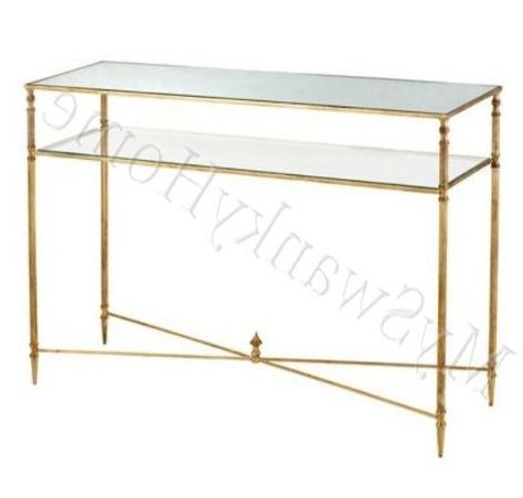Contemporary Barstow Console Table Glass Iron Minimalist (with Images Pertaining To Antique Gold And Glass Console Tables (View 11 of 20)