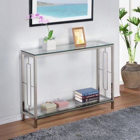 Contemporary Chrome/glass Console Table | Walmart Canada In Geometric Glass Modern Console Tables (View 4 of 20)