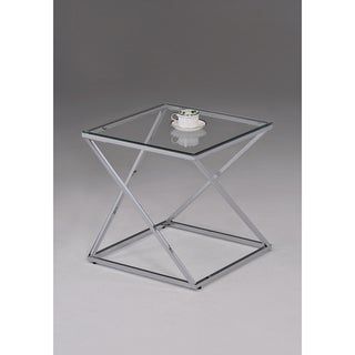 Contemporary Chrome Metal Glass Square End Table – Overstock Shopping Intended For 1 Shelf Square Console Tables (View 7 of 20)