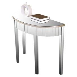 Contemporary Demilune Console Table Covered In Mirrored Panels And Intended For Mirrored And Chrome Modern Console Tables (View 4 of 20)