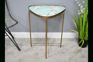 Contemporary Sleek Glass Top Retro Coffee Side Table | Triangular Intended For Triangular Console Tables (View 12 of 20)