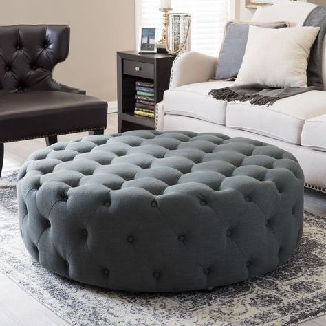 Contemprorary Fabric Ottomanbaxton Studio (grey), Size Large (foam Within Gray Velvet Ribbed Fabric Round Storage Ottomans (View 5 of 20)