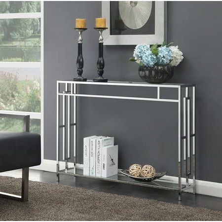 Convenience Concepts Town Square Console Table, Clear Glass/chrome Regarding Glass And Chrome Console Tables (View 14 of 20)