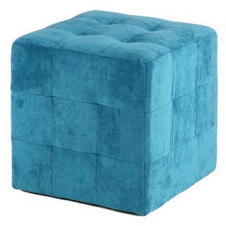 Cortesi Home Blue Fabric Upholstered Cube Ottoman | Cube Ottoman In Square Cube Ottomans (View 10 of 20)