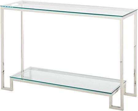 Cortesi Home Ch At656904 Reef Contemporary 2 Shelf Glass Console Table Regarding 2 Shelf Console Tables (View 15 of 20)