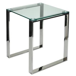 Cortesi Home Remi Contemporary Chrome Square Glass End Table ( Remi End Pertaining To Square Console Tables (View 12 of 20)