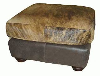 Cowhide Ottomans, Country Western Hair On Hide Ottomans Within Camber Caramel Leather Ottomans (View 7 of 20)