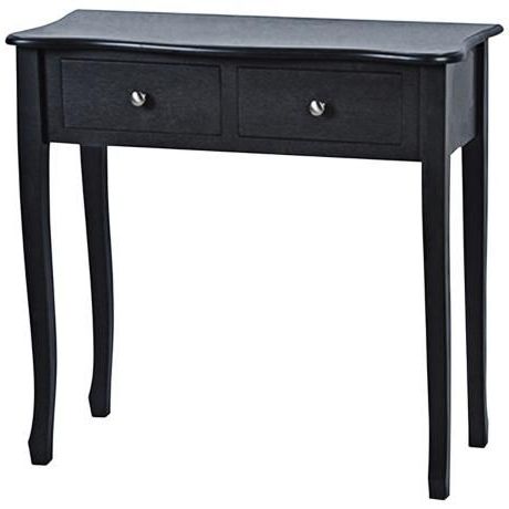 Crestview Treasure Collection Black 2 Drawer Console – #7w204 | Lamps With Regard To Wood Veneer Console Tables (View 5 of 20)