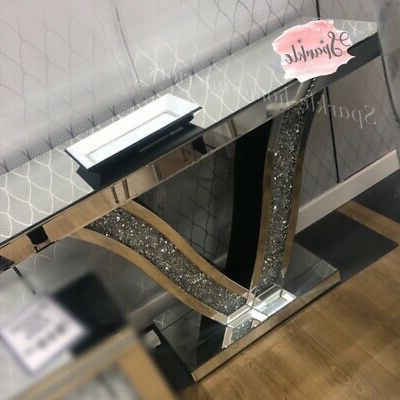 Crushed Diamond Mirrored Console Table Sparkly Silver *limited Stock With Regard To Mirrored Modern Console Tables (View 10 of 20)