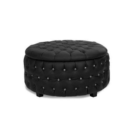 Crystal Black Round Ottoman Rentals | Rental Furniture For Events For Round Black Tasseled Ottomans (View 16 of 20)