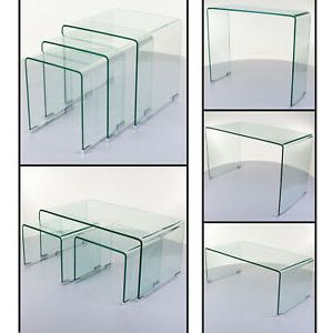 Curved Glass Tables Coffee Dining Console Furniture Bent Single Piece With Geometric Glass Modern Console Tables (View 17 of 20)