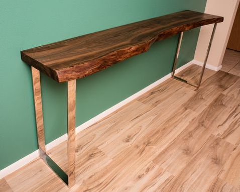 Custom Live Edge Wood Slab Modern Rustic Console Tablelumberlust In Square Modern Console Tables (View 3 of 20)