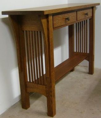 Custom New Solid Quarter Sawn White Oak Mission Style Sofa Table | Hall Within Metal And Mission Oak Console Tables (View 1 of 20)