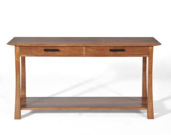 Custom Walnut Console Table With Painted Metal Legs Pertaining To Oak Wood And Metal Legs Console Tables (View 3 of 20)