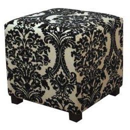 Damask Cube Ottoman – Black/ Beige : Target Throughout Gray And Beige Solid Cube Pouf Ottomans (View 8 of 12)