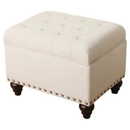 Danbury Tufted Storage Ottoman With Nailheads Cream – Threshold For Cream Fabric Tufted Oval Ottomans (View 6 of 20)