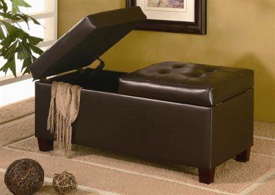 Dark Brown Durable Leather Like Vinyl Modern Storage Ottoman Intended For Dark Brown Leather Pouf Ottomans (View 5 of 20)