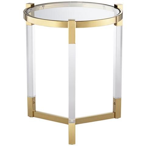 Darla 19" Wide Gold And Acrylic Modern Round Accent Table – #55j81 With Regard To Metallic Gold Modern Console Tables (View 15 of 20)
