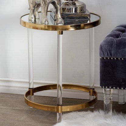Decmode Modern Round Iron And Acrylic Accent Table | Accent Table, Gold Pertaining To Acrylic Modern Console Tables (Gallery 20 of 20)