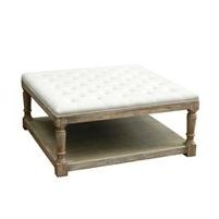 Designer Furniture – Cocktail Table Ottoman Cream Tufted Fabric Natural With Regard To Natural Fabric Square Ottomans (View 11 of 20)