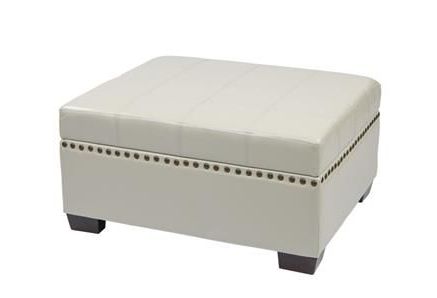 Detour Transitional Cream Bonded Leather Storage Ottoman W/tray Within Gray And Cream Geometric Cuboid Pouf Ottomans (View 13 of 20)