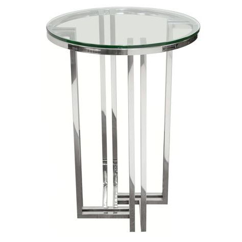 Diamond Sofa Deko Round Stainless Steel Accent Table With Clear Glass In Glass And Stainless Steel Console Tables (View 15 of 20)