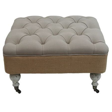 Diamond Tufted Ottoman With Turned Legs And Casters (View 1 of 20)