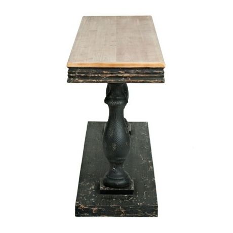 Distressed Black Double Pedestal Console Table | Console Table, Dining Regarding Black Console Tables (View 3 of 20)