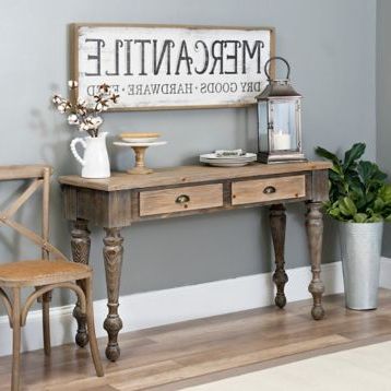 Distressed Wood 2 Drawer Console Table | Kirklands | Affordable For Square Weathered White Wood Console Tables (View 11 of 20)