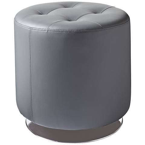 Domani Small Gray Swivel Ottoman – #5c855 | Lamps Plus | Tufted Ottoman Pertaining To Gray Fabric Tufted Oval Ottomans (View 16 of 20)