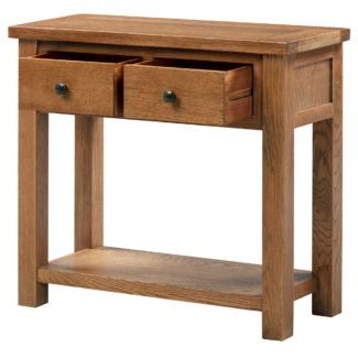 Dorchester Oak Dark 2 Drawer Console Table | Pine And Oak In 2 Drawer Console Tables (View 9 of 20)